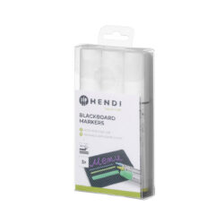 A Hendi 664223 táblafilcek 3 darabos készletben alkalmasak menütáblákhoz, árcédulákhoz és információs táblákhoz. Fehér szín széles, 15 mm-es heggyel.