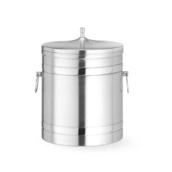 Duplafalú jégtartó edény rozsdamentes acélból, 5 l, fedővel és fogantyúkkal.