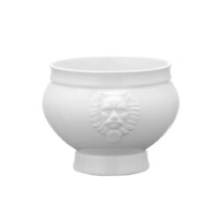 Fehér porcelán Lionhead leveses tál oroszlán domborművel, 2 literes űrtartalommal.