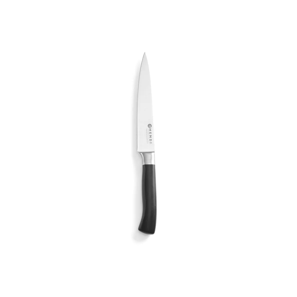 Hendi univerzális kés 15 cm-es X50CrMoV15 rozsdamentes acél pengével, fekete ergonomikus markolattal.