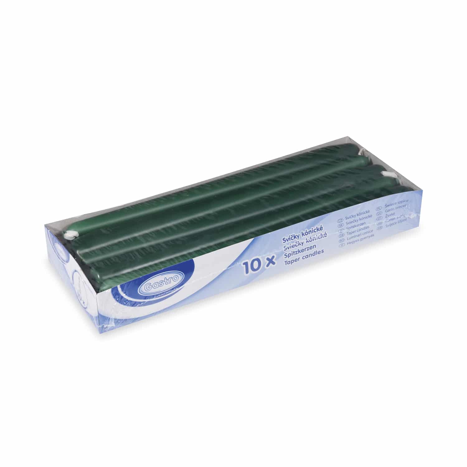 10 db - kúpos gyertya - sötétzöld - Ø23 x 245 mm - Image 2