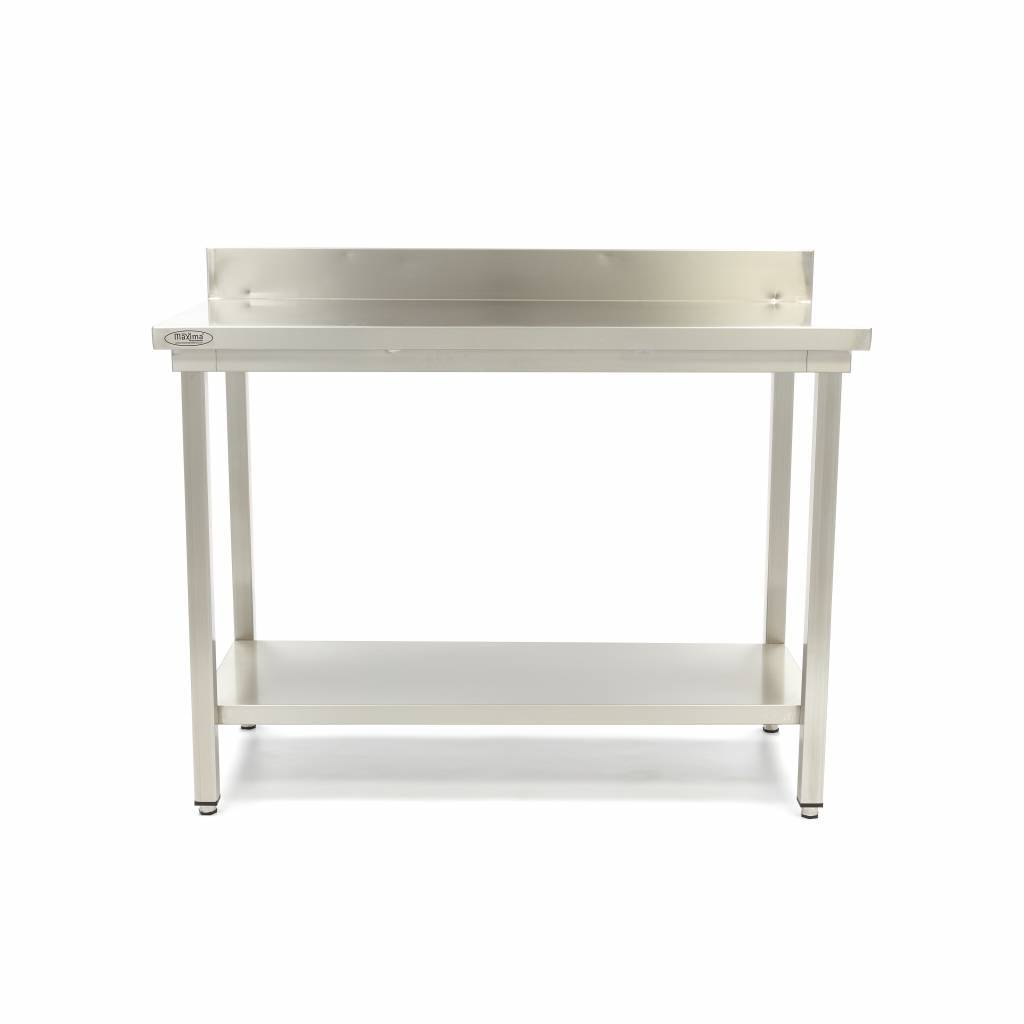 Rozsdamentes acél asztal - 100 x 70cm - állítható magasságú - hátsó résszel | Maxima 09364030