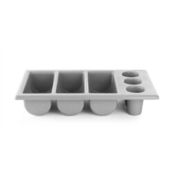 Box na príbory - 530x325x105mm, sivá | Hendi 552353 disponuje tromi priehradkami na kávové lyžice, vidličky na dezert a tromi priehradkami na príbory.️