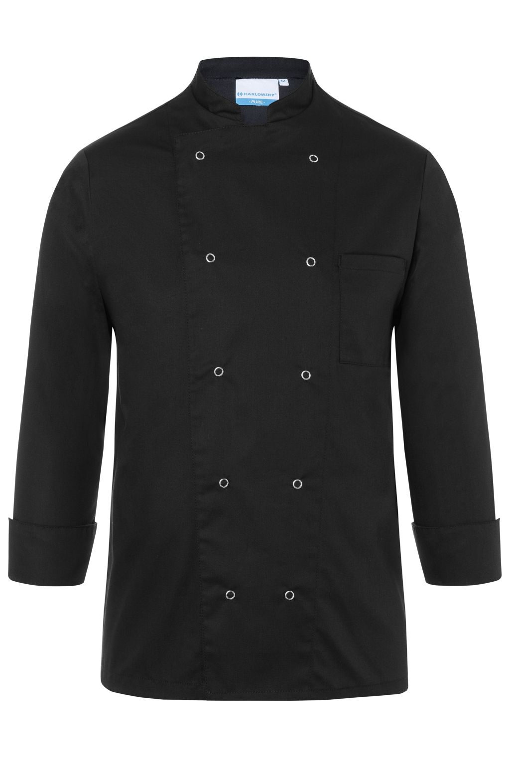 A Basic szakácskabát (XL, fekete) kényelmes szabása szabad mozgást biztosít munka közben, az ujjakon lévő hasítékok pedig megkönnyítik a feltűrésüket.️️