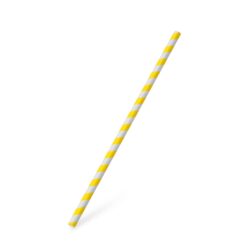 Sárga spirál papír szívószál „JUMBO” – Ø8 mm × 25 cm [100 db]