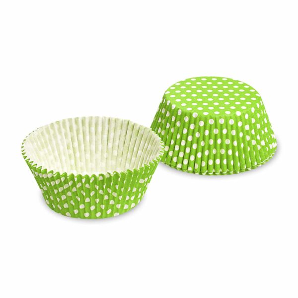 Cukrászsütemény (PAP) Pöttyök fehér/sárgászöld Ø50 x 30 mm [40 db]