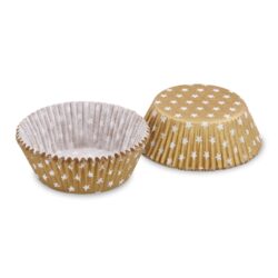 Cukrászsütemény (PAP) csillagok fehér/arany Ø50 x 30 mm [40 db]