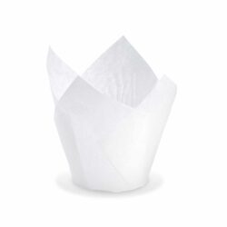 Tulipán alakú cukrász papír kapszli, fehér Ø50 × 85 mm / 16 × 16 cm [100 db]