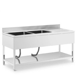 Umývací stôl s umývadlom 180 x 70 x 97 cm | Royal Catering z nehrdzavejúcej ocele je určený pre každú profesionálnu kuchyňu.