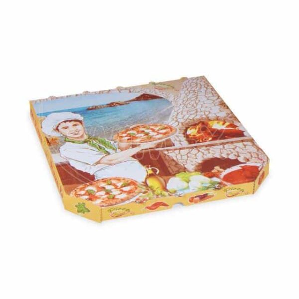 Hullámkarton pizzásdoboz 33 x 33 x 3 cm [100 db]