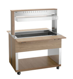 A Büféskocsi W3110-200U | Bartscher 125633 modern faborítású kivitele tökéletes megoldás meleg ételek tálalására büfékben vagy éttermekben.