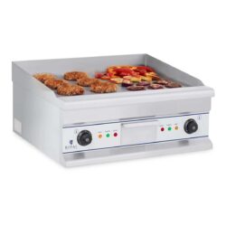 Dvojitá elektrická grilovacia platňa - 60 cm - hladká - RCG 60S: model 10010389 s 400-voltovou prípojkou na silnoprúd predstavuje profesionálne zariadenie, ktoré sa hodí do hotelových reštaurácií, kaviarní, rýchleho občerstvenia, na catering, ale aj na súkromné použitie.