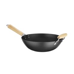 Panvica WOK ⌀324 mm - drevená rukoväť | Hendi 627907 z uhlíkovej ocele má vysokú tepelnú vodivosť a odolnosť voči vysokým teplotám.