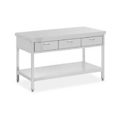 Pracovný stôl - 150x60 cm - 3 zásuvky | RCAT-150/60-D z nehrdzavejúcej ocele je praktický pomocník do každej profesionálnej kuchyne.️