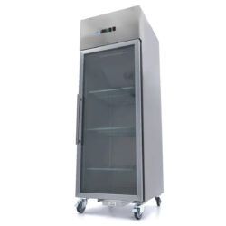 Chladnička - 700 L - 3 nastaviteľné police GN 2/1 | Maxima 09400031 so sklenenými dverami, ventilovaným chladením, 0–8 °C a digitálnou reguláciou️.