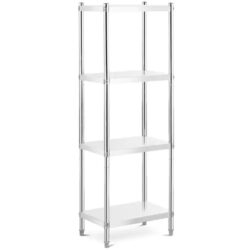 Rozsdamentes acél polcrendszer – 40×60×180 cm – 200 kg | RCER-6040 4 polccal (50 kg/polc) – ideális vendéglátásba és otthonra.️