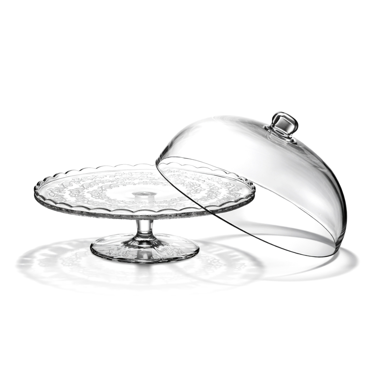 Servírovací sklenený podnos - okrúhly s vekom 29 cm | CH-DIO8041 je elegantným riešením pre štýlové podávanie zákuskov, ovocia ako aj rôzneho pečiva.️