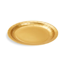 Arany papírtányér Ø23 cm (10 db) FSC Mix papírból. Elegáns megoldás ünnepségekre, partikra és cateringhez. 10 db-os csomag.