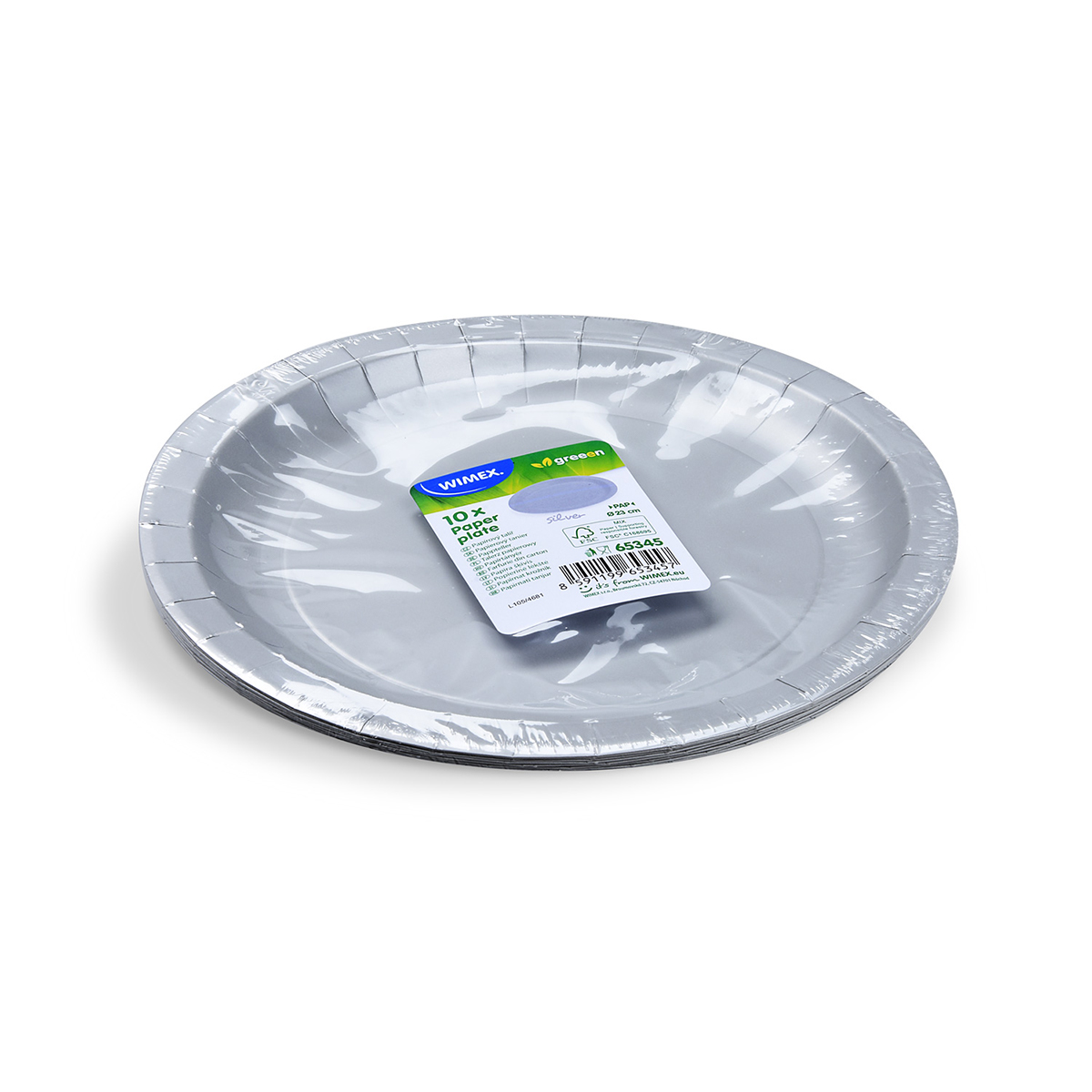 Ezüst papírtányér Ø23 cm (10 db) FSC Mix papírból. Elegáns megoldás ünnepségekre, partikra és cateringhez. 10 db-os csomag.️