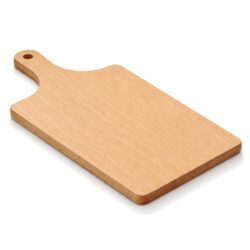 A 43 × 20 cm méretű Gastrokitchen fa vágódeszka praktikus fogantyúval bükkfából készült, és ideális vágáshoz valamint tálaláshoz.