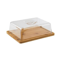 Drevený podnos s transparentným vekom - 24x18,5 cm | APS️ je ideálny na elegantné servírovanie pečiva a dezertov v gastro prevádzkach.