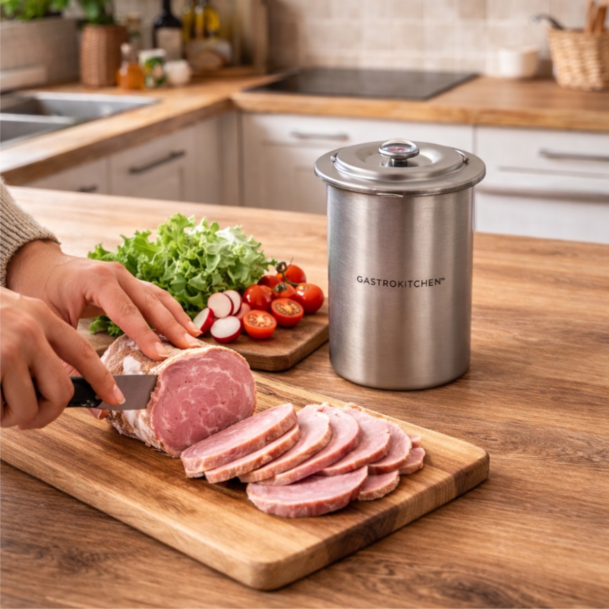 Šunkovar s teplomerom nerez | Gastrokitchen
