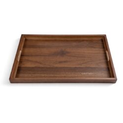 Fa szervírozó tálca fogantyúkkal 44 × 30 × 4 cm elegáns fa kivitelben a kényelmes és stílusos tálaláshoz.