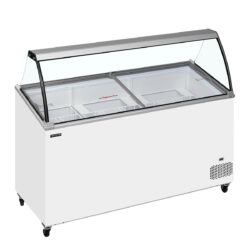 TEFCOLD IC502SCE-SO gombócos fagylaltpult LED világítással, ívelt üveggel és tolófedelekkel. Ideális fagylalt értékesítéséhez.