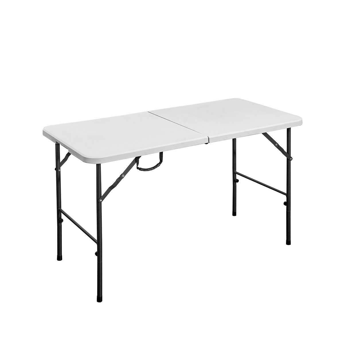 120 × 60 cm-es összecsukható cateringasztal HDPE asztallappal és acélvázzal. Stabil, összecsukható és beltéri, valamint kültéri használatra is alkalmas.