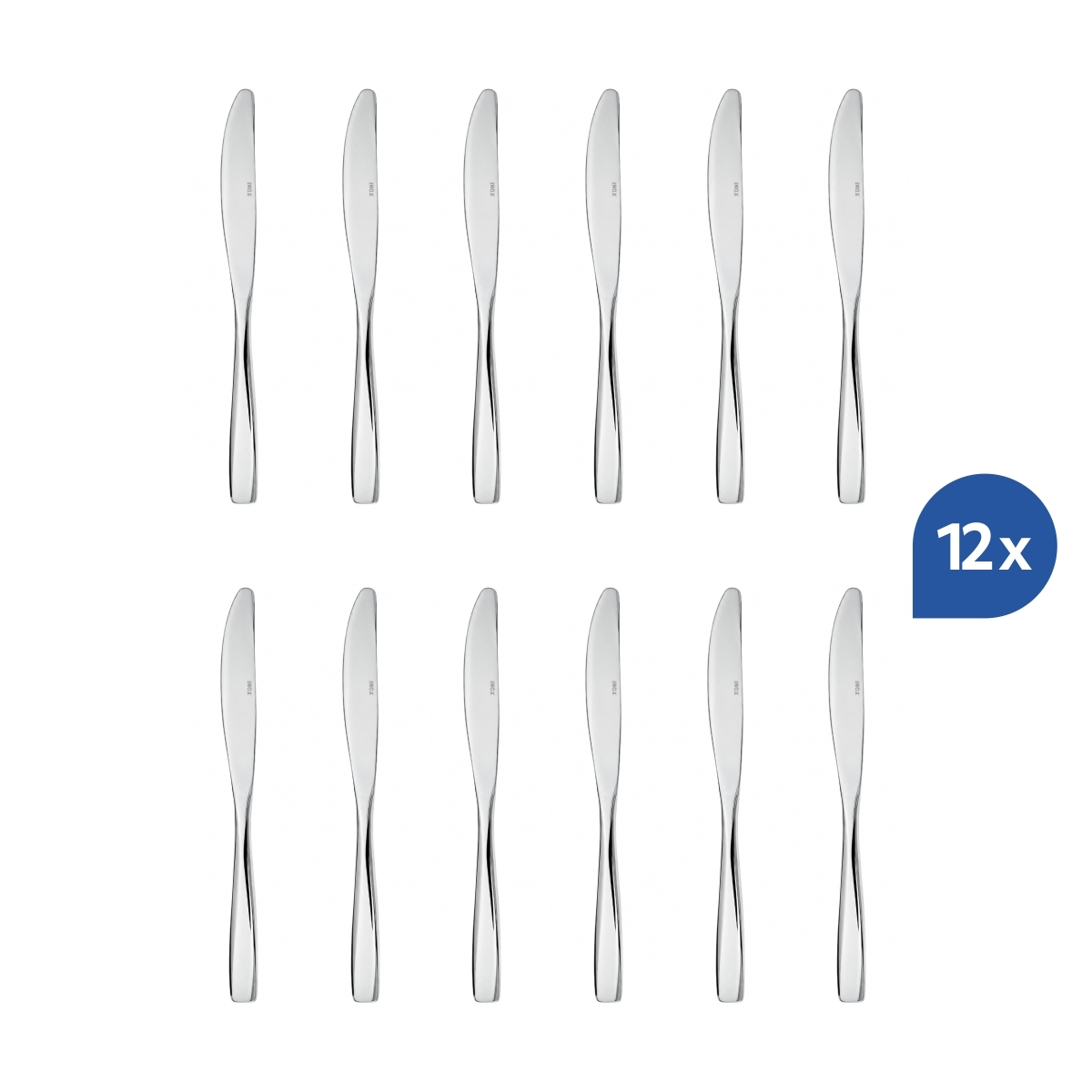 Elegáns Karina desszertkés, 19,8 cm, 18/0 rozsdamentes acélból, 12 darabos készletben.