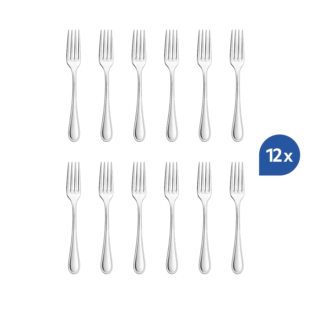 Elegáns Hotel desszertvilla fényes felülettel, 18/10 rozsdamentes acélból. 12 darabos készlet.
