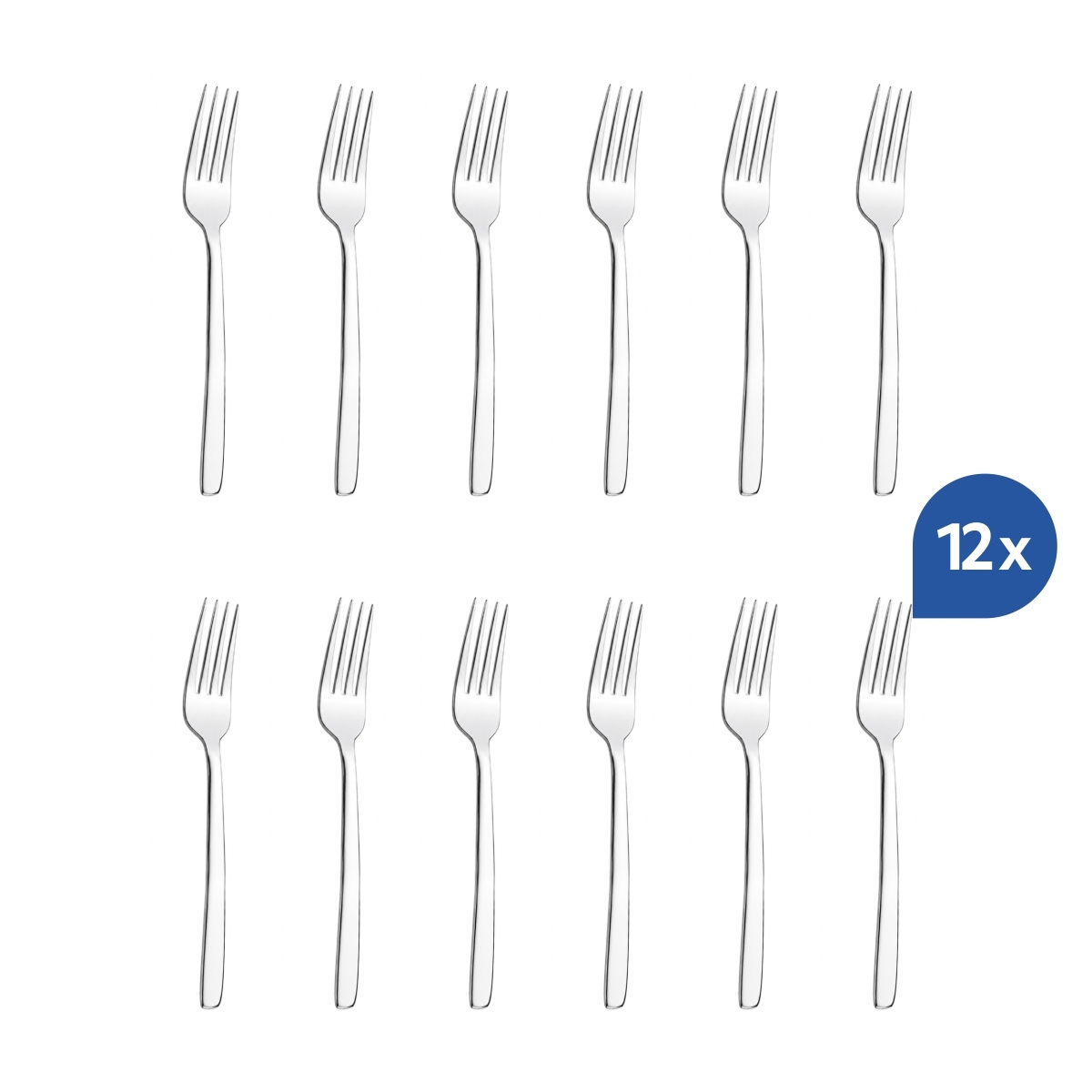 Elegáns Nico desszertvilla, 18,3 cm, rozsdamentes acélból, 12 darabos készletben.