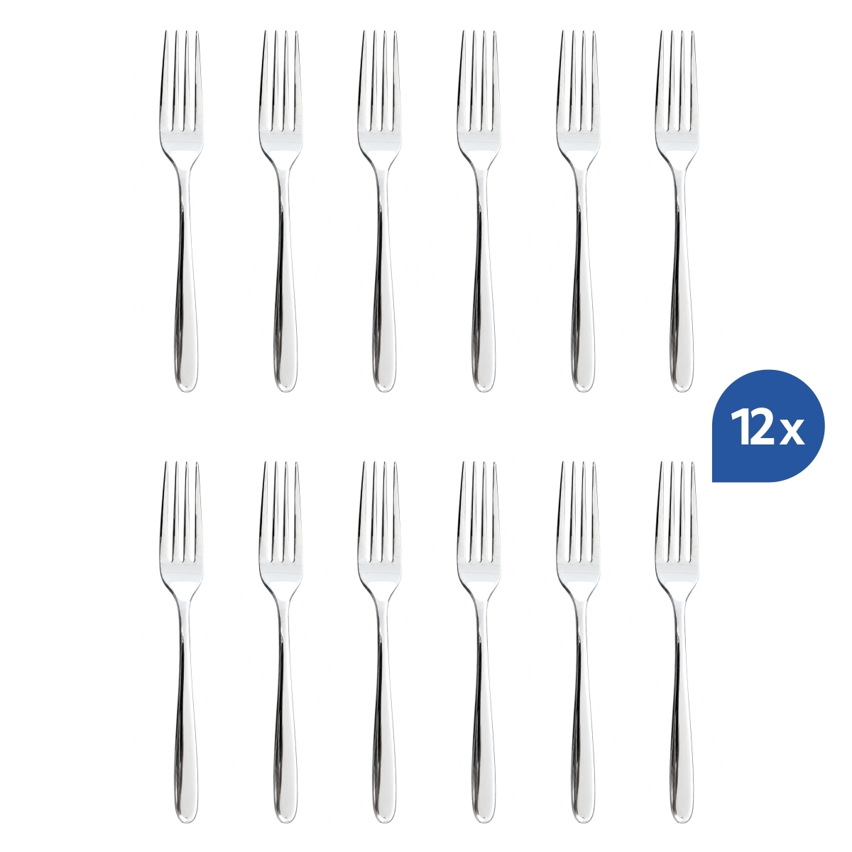 Elegáns Panna desszertvilla, 19 cm, 18/10 rozsdamentes acélból. 12 darabos készlet.