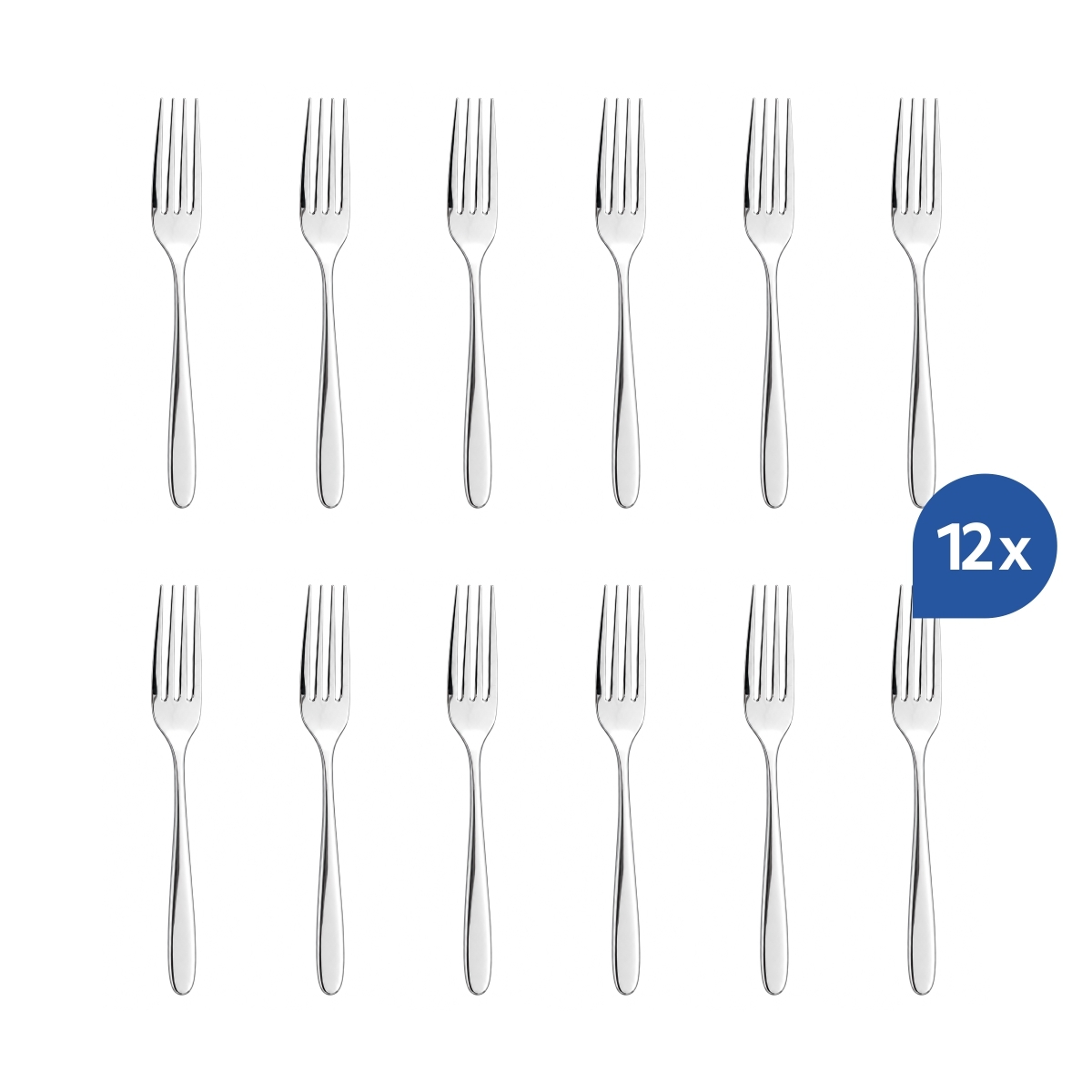 Elegáns Panna asztali villa, 21,3 cm, 18/10 rozsdamentes acélból. 12 darabos készlet.