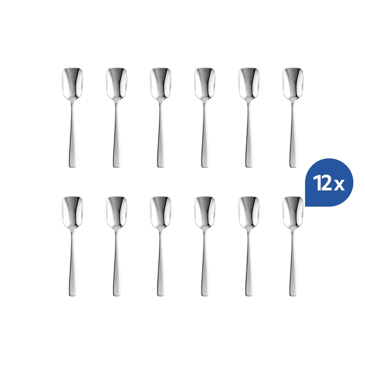Elegáns Laura fagylaltkanál, 13 cm, fényes felületű 18/10 rozsdamentes acélból, 12 darabos készletben.