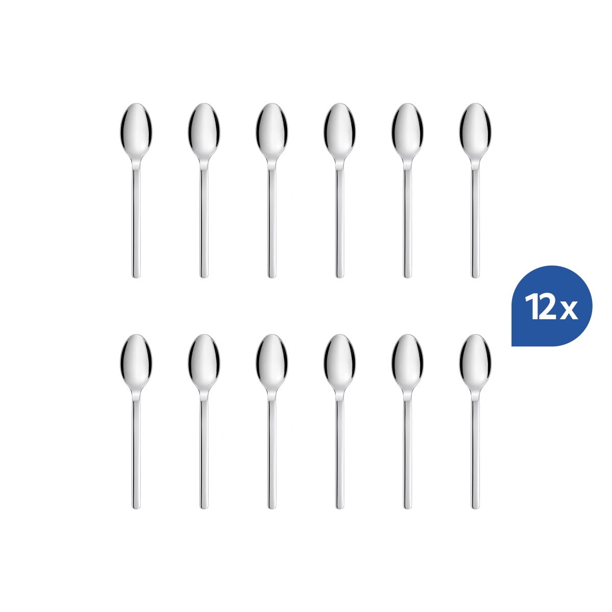 Elegáns Chiara mokkáskanál, 11 cm, 18/10 rozsdamentes acélból. 12 darabos készlet.