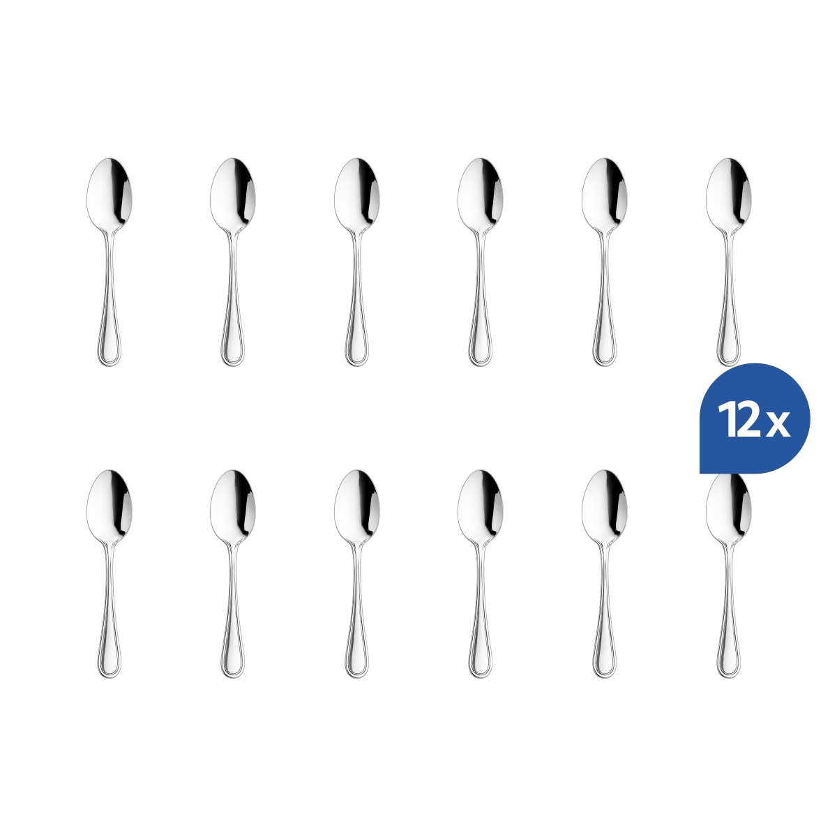 Elegáns Inglese mokkáskanál, 10 cm, 18/0 rozsdamentes acélból. 12 darabos készlet.