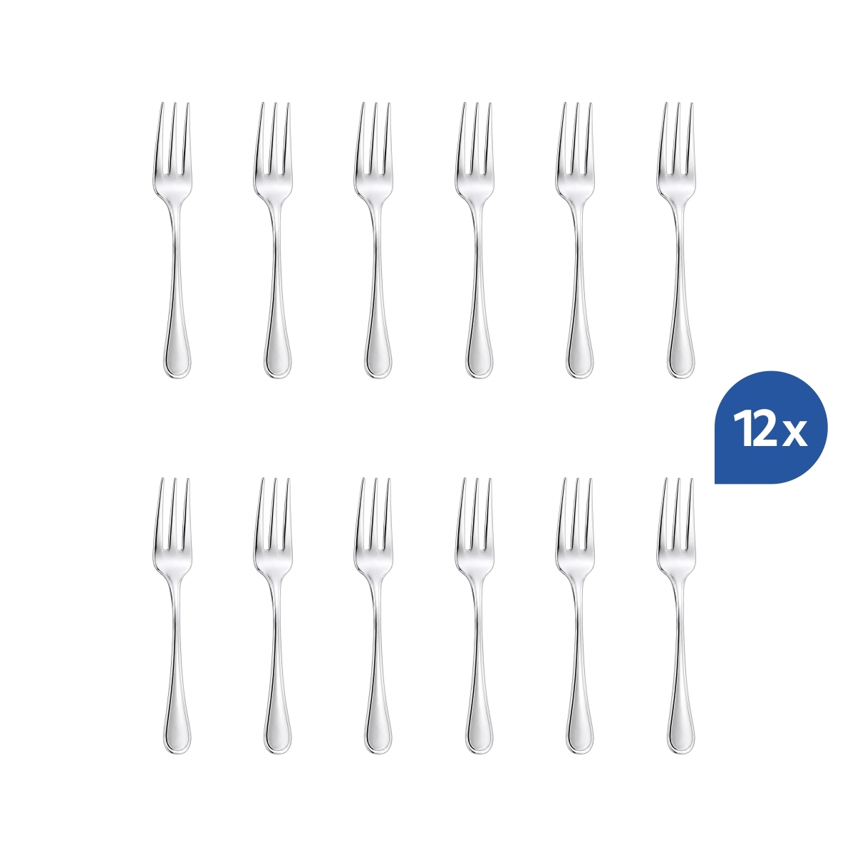 Inglese süteményes villa, 14,8 cm, 18/0 rozsdamentes acélból, 12 darabos készletben.