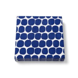 3 rétegű papírszalvéták 33x33 cm, kék-fehér pöttyös mintával, 20 darabos csomag.