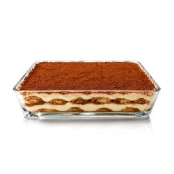 Átlátszó téglalap alakú üveg tál hideg ételekhez, 1200 ml űrtartalommal.