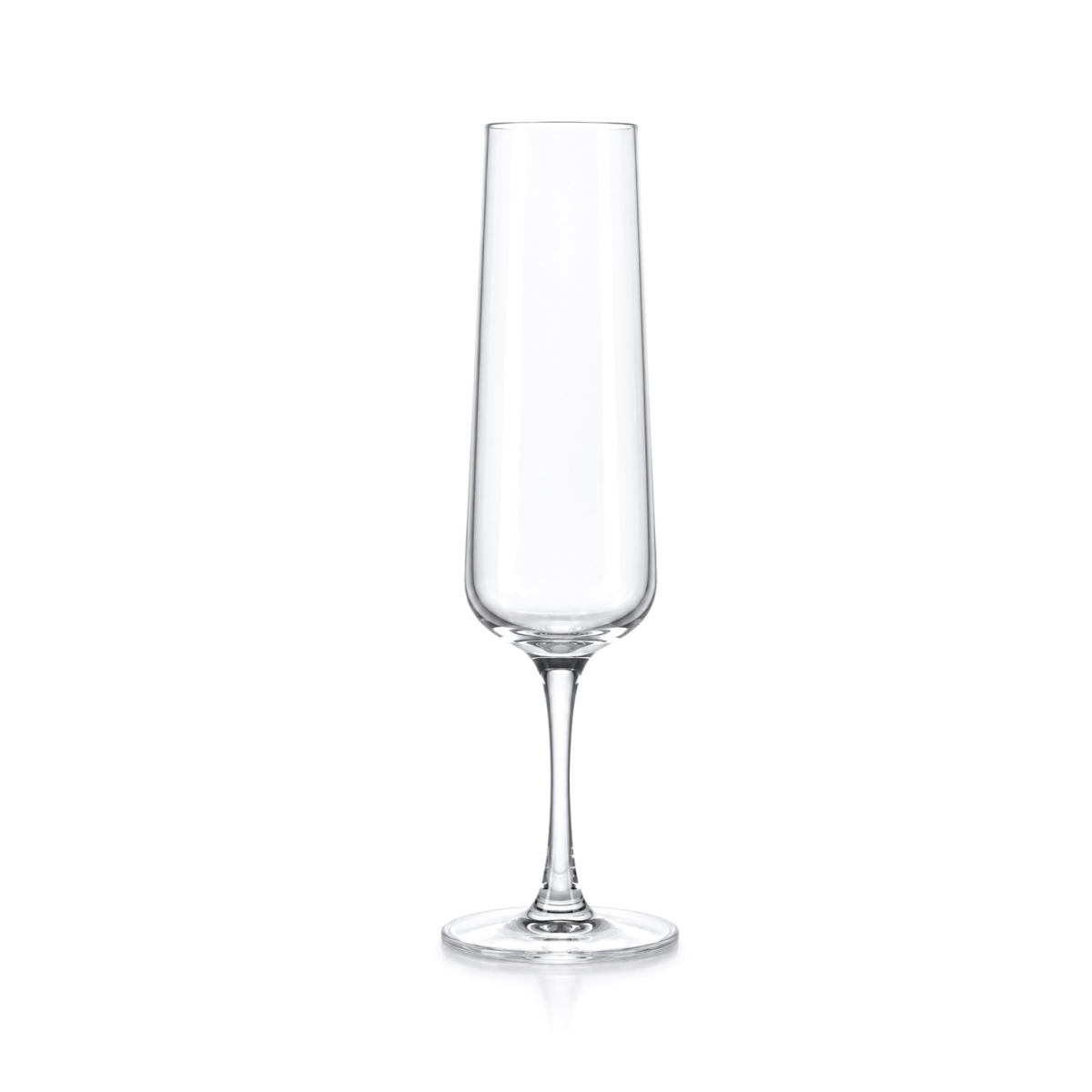 Magas, elegáns pezsgőspohár átlátszó üvegből, ideális pezsgőhöz és proseccóhoz.