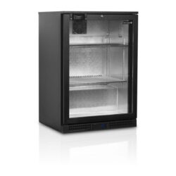 Nyíló üvegajtós minibár, fekete | TEFCOLD