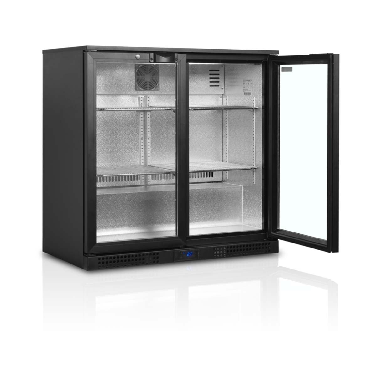 Üvegajtós minibár hűtő, fekete | TEFCOLD