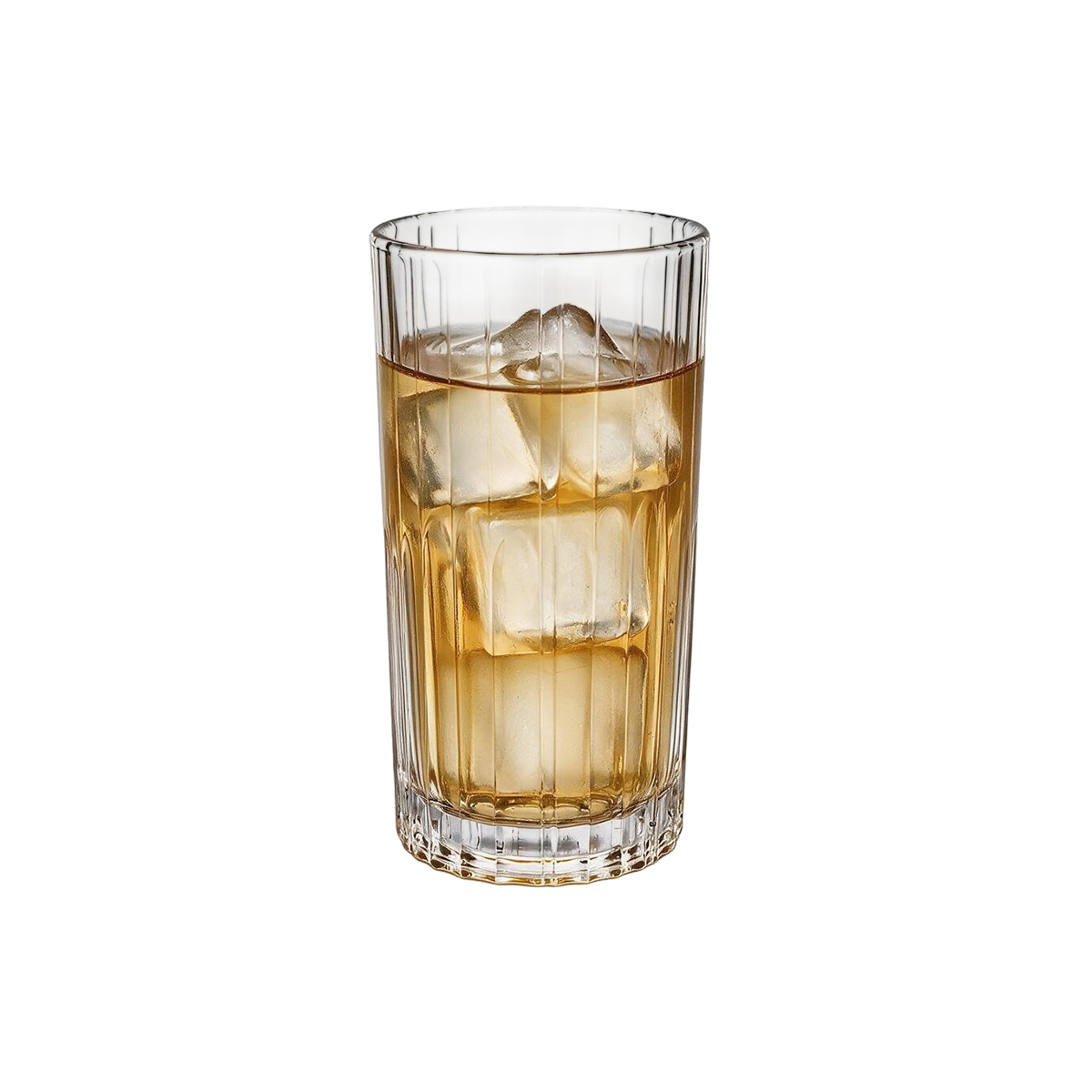 Bordázott, 430 ml-es üvegpohár, ideális hideg italok felszolgálására.