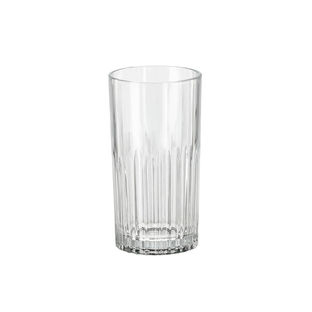 Bordázott, 430 ml-es üvegpohár, ideális hideg italok felszolgálására.