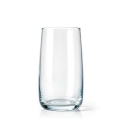 Magas, átlátszó üvegpohár 400 ml robusztus aljjal, átmérője 6,9 cm.
