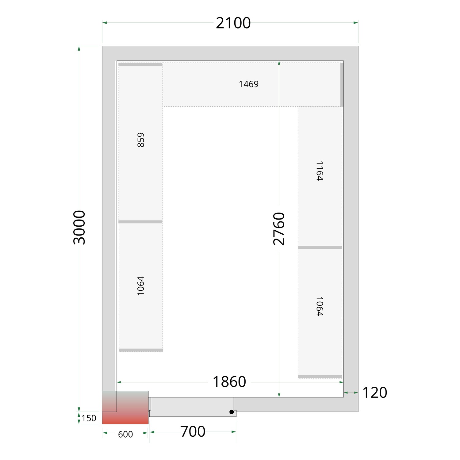 CRNF2130 TEFCOLD Policový regálový modul sada