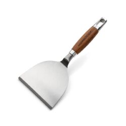 Grill spatula 430-as rozsdamentes acélból, fa fogantyúval és akasztónyílással.