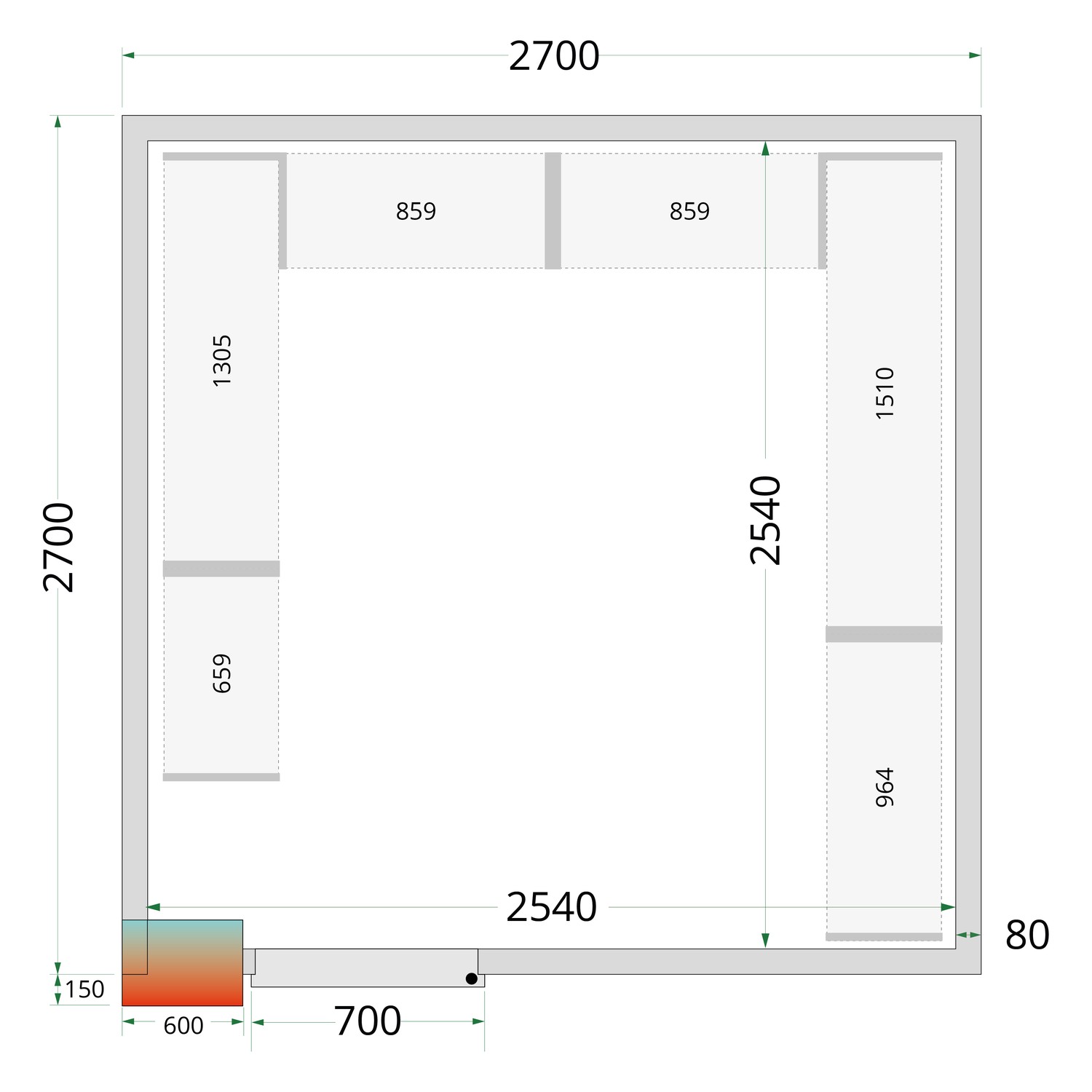 Panely k stavebnicovým boxom 80 mm TEFCOLD CR 270x270x220