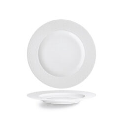 Fehér porcelán lapostányér 31 cm Stars, széles perem dombornyomott mintával.
